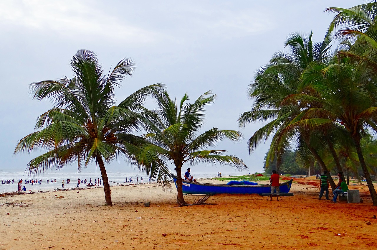 Malpe Paplūdimys, Arabų Jūra, Palmės, Smėlio Paplūdimys Nuostabus Paplūdimys, Papludimys, Udupi, Karnataka, Indija, Kokoso Palmių, Tropinis