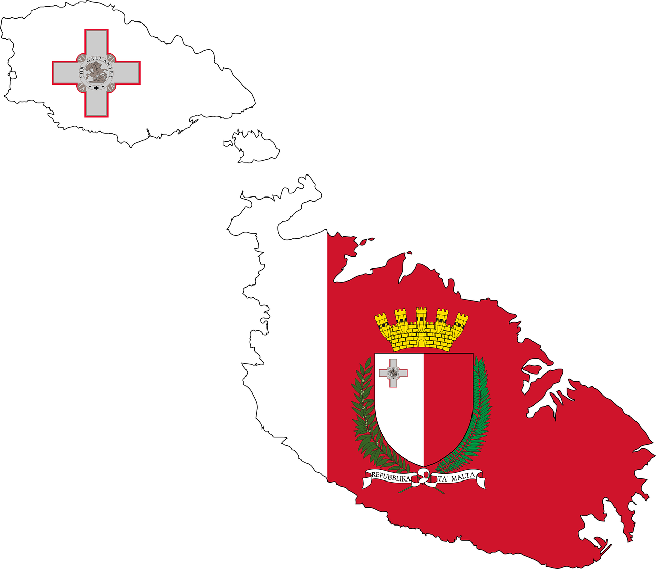 Malta, Šalis, Europa, Vėliava, Sienos, Žemėlapis, Tauta, Geografija, Kartografija, Svg