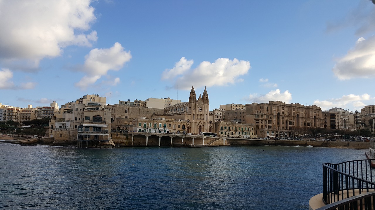 Malta, Sala, Matyti, Sliema, Debesis, Europa, Mėlynas, Architektūra, Pastatas, Miestas