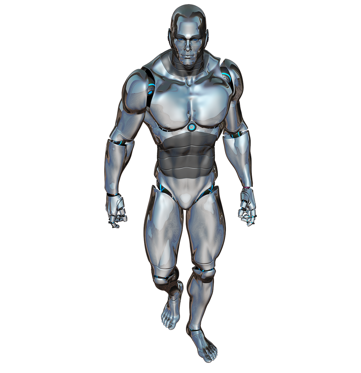 Vyras, Vaikščioti, Robotas, Cyborg, Android, Robotų Technika, Ateitis, Dirbtinis Intelektas, Mėlynas, Sidabras