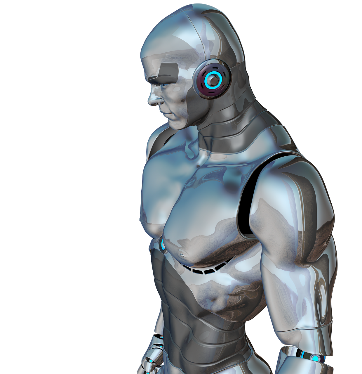 Vyras, Raumeningas, Robotas, Cyborg, Android, Robotų Technika, Ateitis, Dirbtinis Intelektas, Mėlynas, Sidabras