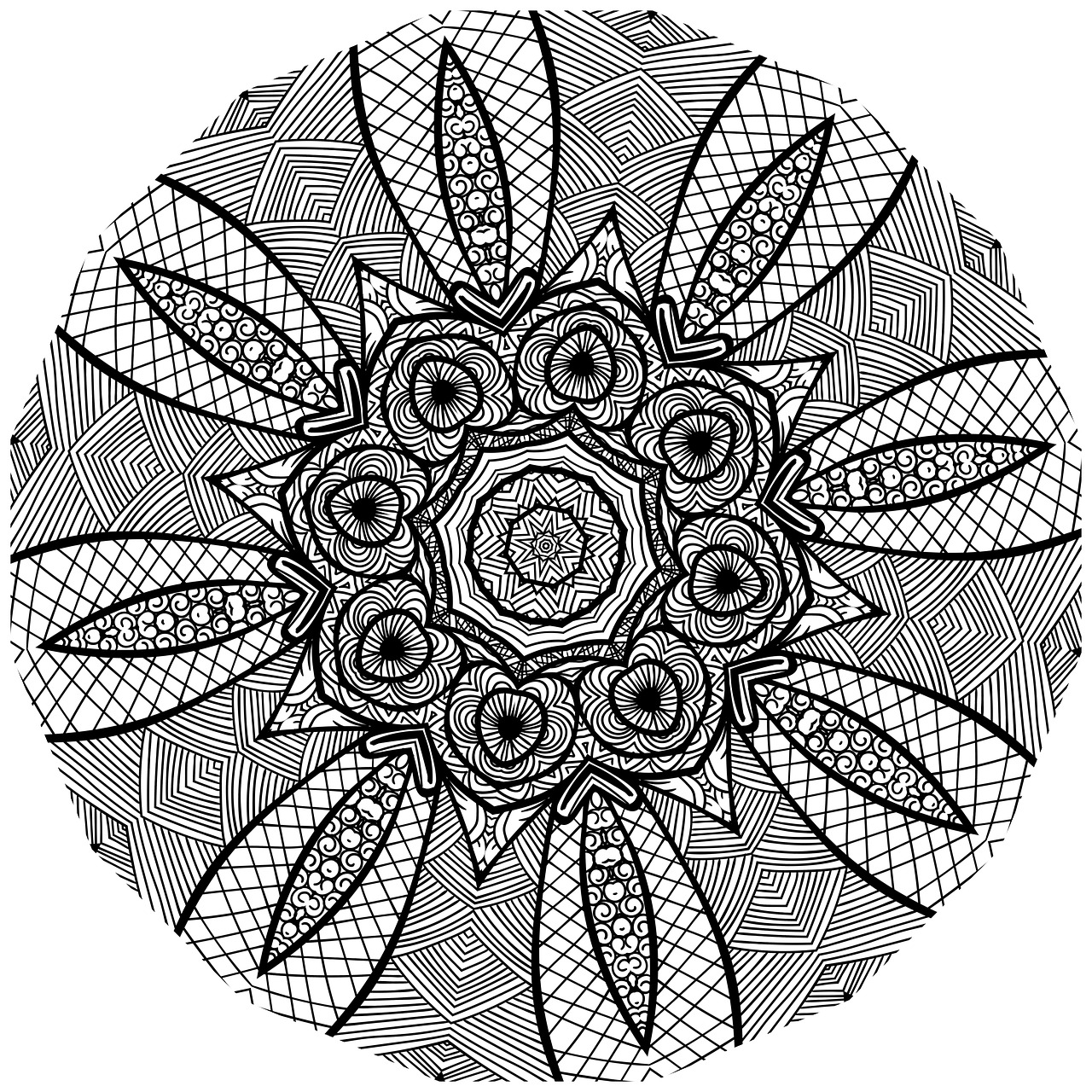 Mandala, Line Art, Juoda Ir Balta, Modelis Atskirtas Kableliais, Nemokamos Nuotraukos,  Nemokama Licenzija