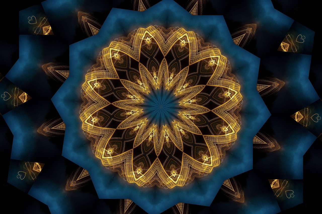 Mandala, Kaleidoskopas, Papuošalai, Modelis, Auksinis, Geometrinis, Dekoratyvinis, Struktūra, Dizainas, Nemokamos Nuotraukos