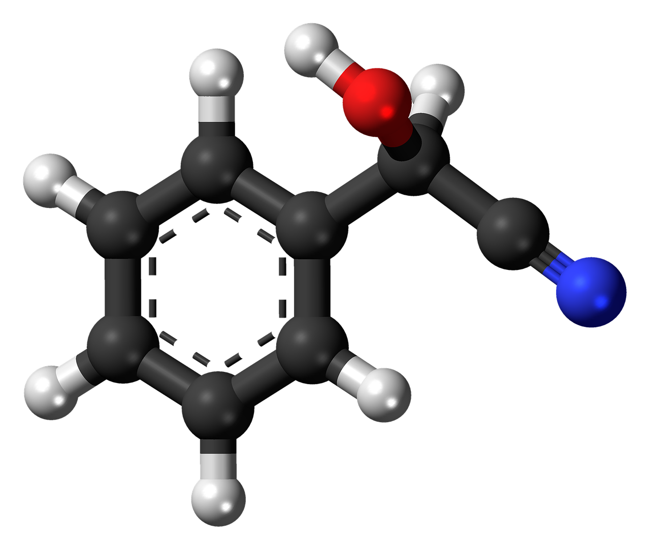 Mandelonitrilas, Molekulė, Cianohidrinas, Modelis, Stereoizomerai, 3D, Rutuliai, Stick, Cheminis, Mokslas