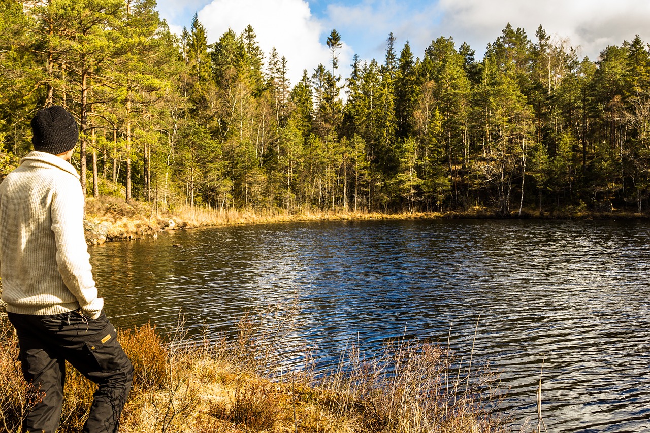 Vyras, Ežeras, Miškininkystė, Kepurė, Pobūdį, Norvegija, Mediena, Vandens, Spyruoklė, Saulė