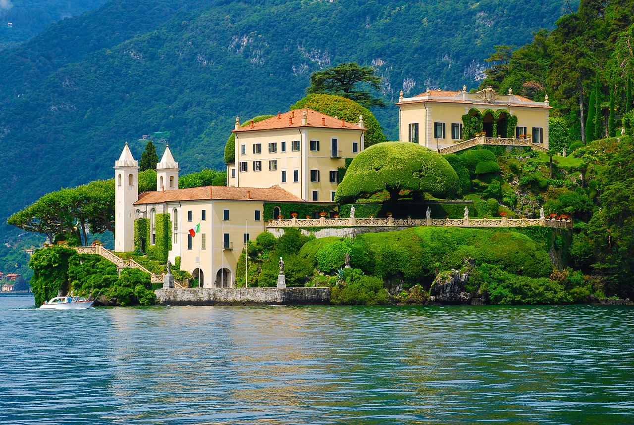 Gyvenamasis Namas, Ežero Como, Italy, Vila, Architektūra, Ispanų, Europa, Europietis, Gamta, Kraštovaizdis