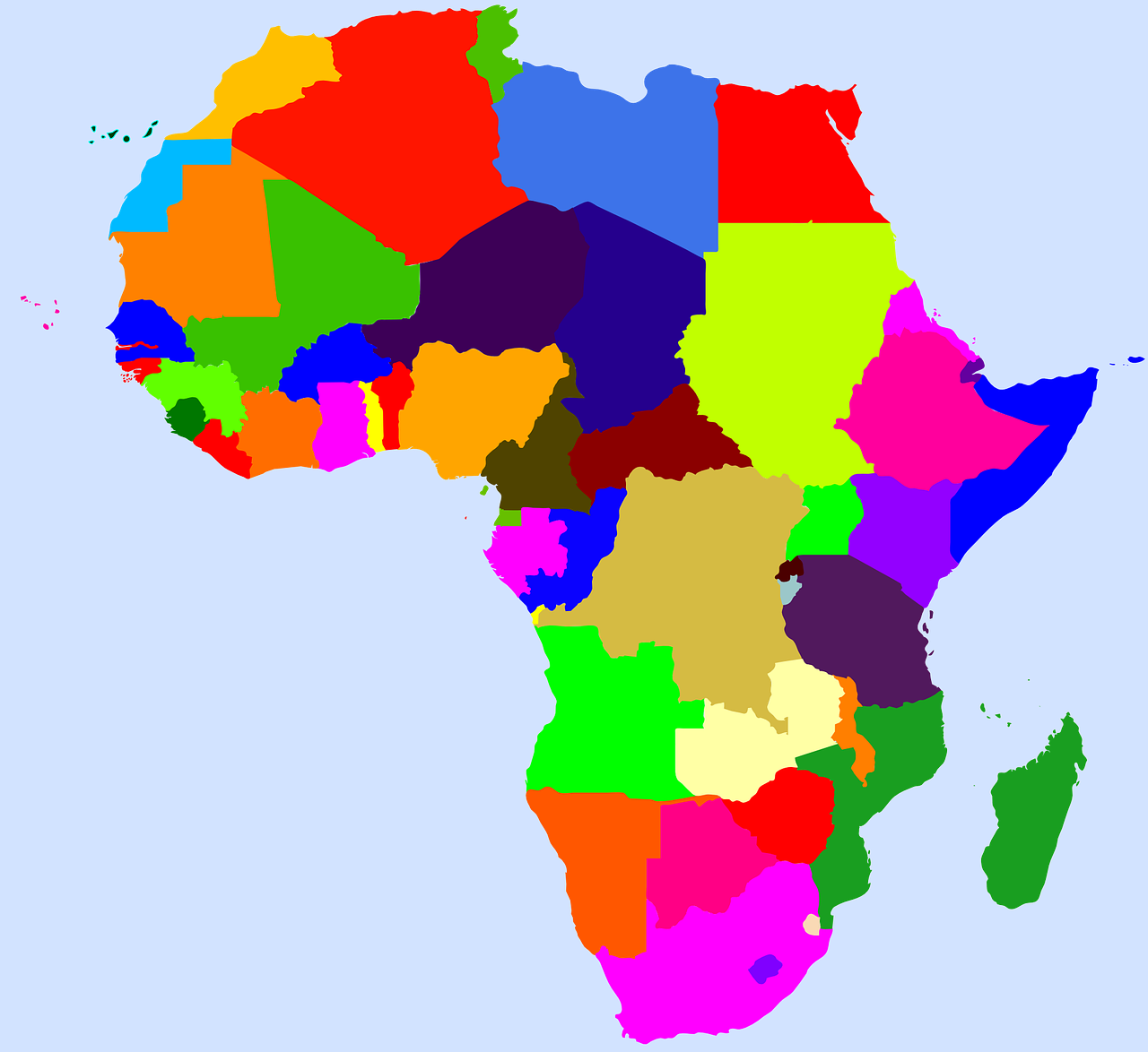 Žemėlapis, Afrika, Žemynas, Šalyse, Spalvos, Geografija, Kartografija, Nemokama Vektorinė Grafika, Nemokamos Nuotraukos,  Nemokama Licenzija