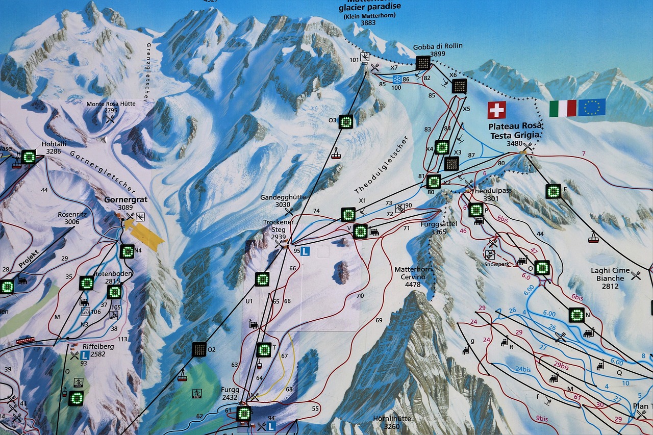 Žemėlapis,  Zermatt,  Alpės,  Šveicarija,  Viršūnes,  Sniegas,  Slidinėti,  Matterhorn,  Gornergrat,  Žiemos