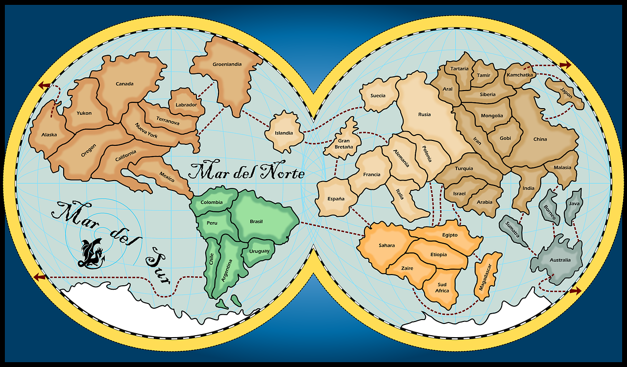 Žemėlapis, Pasaulis, Žemynai, Vandenynai, Geografija, Planeta, Gaublys, Žemė, Politinis, Šalyse
