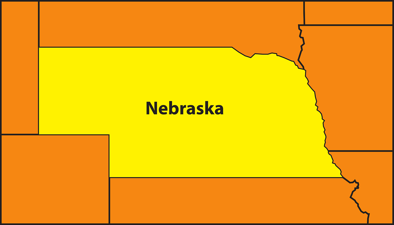 Žemėlapis, Valstybė, Nebraska, Geografija, United, Valstijos, Amerikietis, Nemokama Vektorinė Grafika, Nemokamos Nuotraukos,  Nemokama Licenzija