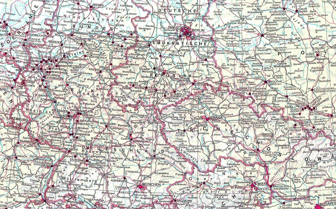 Žemėlapis, Rytų Blokas, Čekijos Respublika, Austria, Europa, Vokietija, Nemokamos Nuotraukos,  Nemokama Licenzija