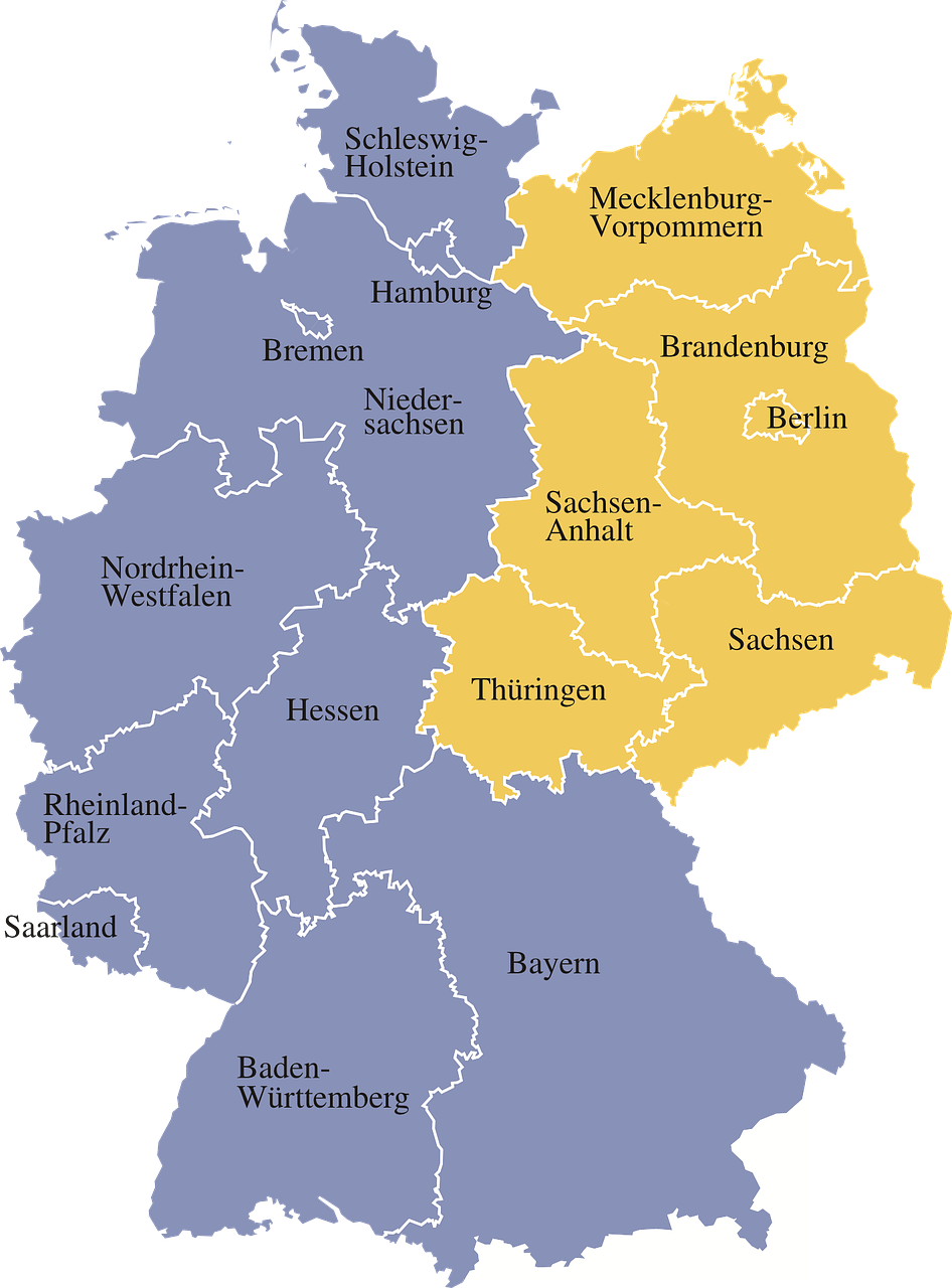 Žemėlapis, Vokietija, Regionai, Vokietijos Žemėlapis, Nemokama Vektorinė Grafika, Nemokamos Nuotraukos,  Nemokama Licenzija