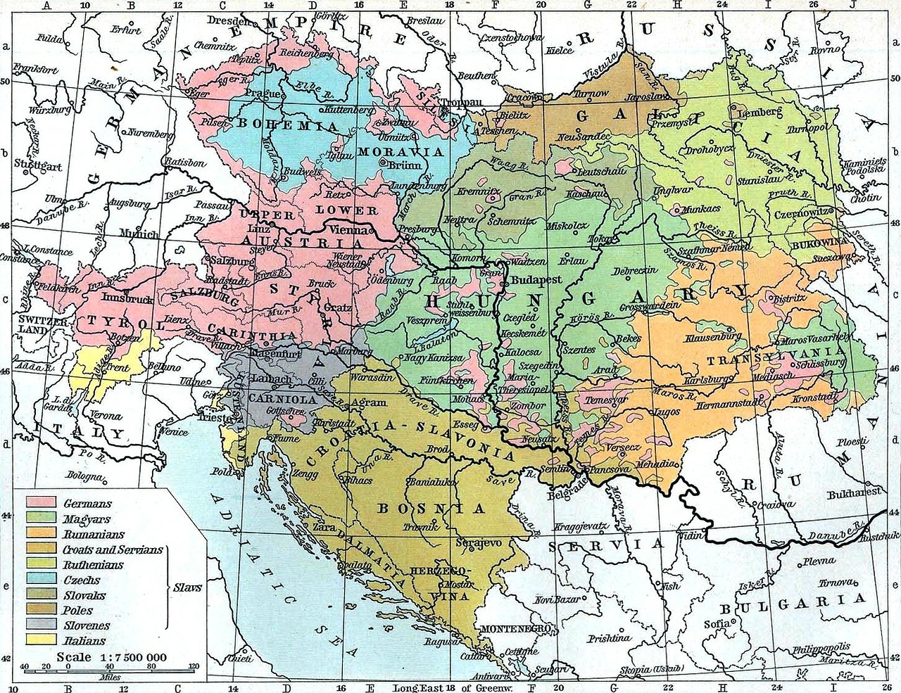 Žemėlapis, Austria, Vengrija, Bosnija, Jugoslavija, Veislės Pasiskirstymas, Europa, Europos, Nemokamos Nuotraukos,  Nemokama Licenzija