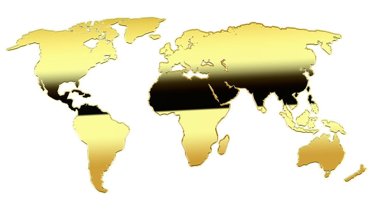 Pasaulio Žemėlapis, Žemėlapis, Auksas, Grafika, Europa, Afrika, Usa, Australia, Piktograma, Obsidox