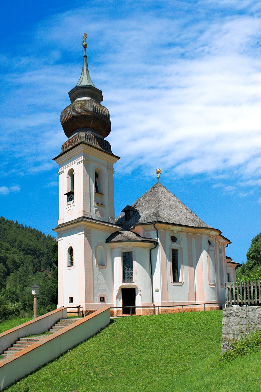 Maria Gern, Bažnyčia, Koplyčia, Postkartenmotiv, Berchtesgaden, Katalikų, Garbinimo Namai, Berchtesgadener Žemės, Turistų Atrakcijos, Mėlynas