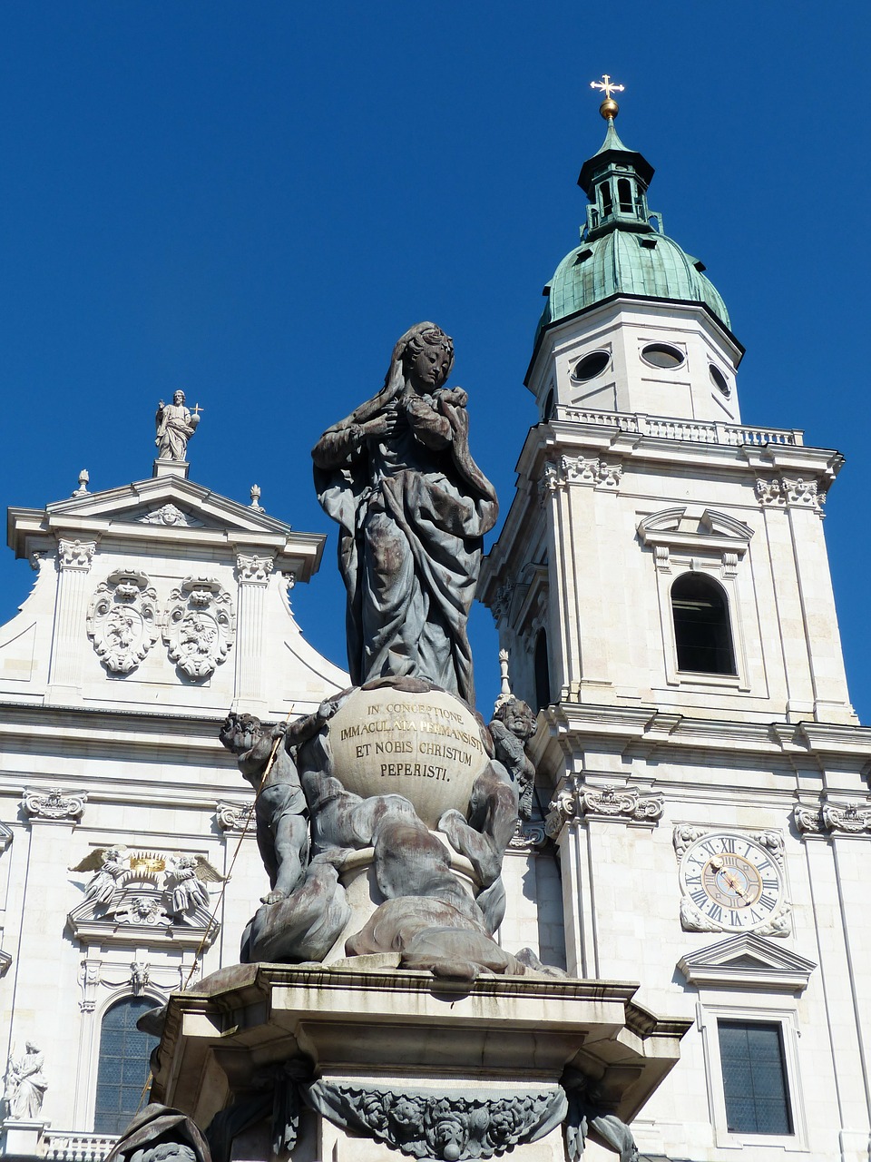 Marian Column, Ramstis, Figūra, Wolfgang Hagenauer, Johann Baptist Hagenauer, Švino Simbolis, Gaublys, Baisus, Statula, Maria Immaculata