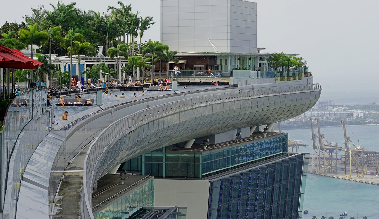 Marina Bay Sands Hotel, Plaukiojimo Baseinas, Vaizdas, Architektūra, Baseinas, Perspektyva, Stogo Terasa, Singapūras, Nemokamos Nuotraukos,  Nemokama Licenzija