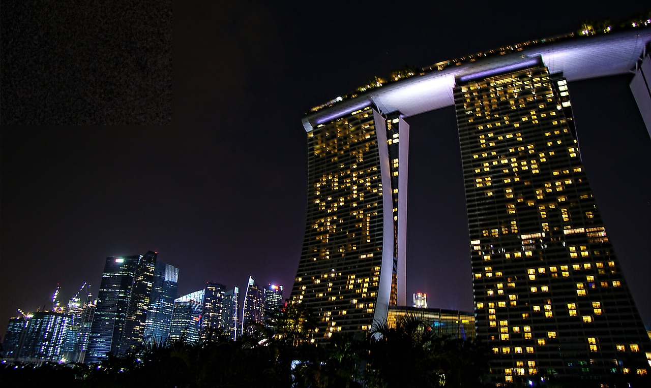 Marina Smėlio Įlanka, Singapūras, Orientyras, Naktis, Miesto Panorama, Architektūra, Marina, Smėlis, Įlanka, Pastatas