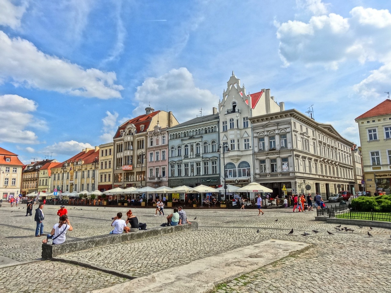 Turgaus Aikštė, Bydgoszcz, Fasadai, Istorinis, Skėčiai Nuo Saulės, Kavinės, Restoranai, Vaizdingas, Nemokamos Nuotraukos,  Nemokama Licenzija