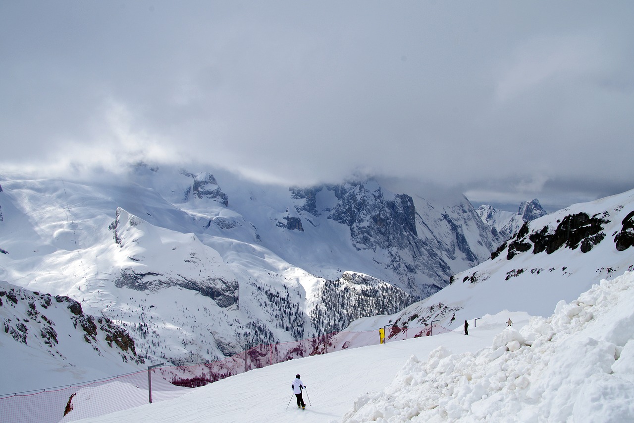 Marmolada, Dolomitai, Veneto, Belluno, Italy, Alpės, Sniegas, Žiemos Peizažas, Kalnas, Balta