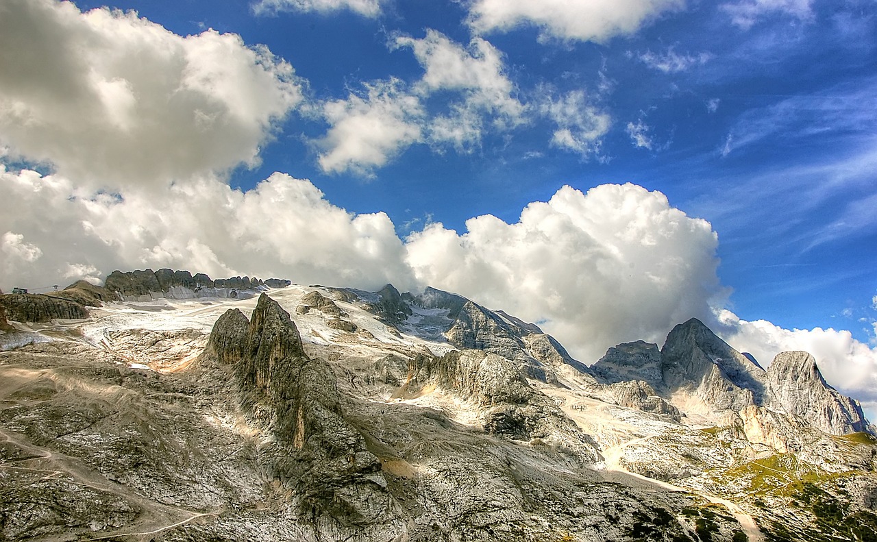 Marmolada, Dolomitai, Italy, Kalnai, Alpių, Debesys, Vaizdas, Gamta, Rokas, Panorama