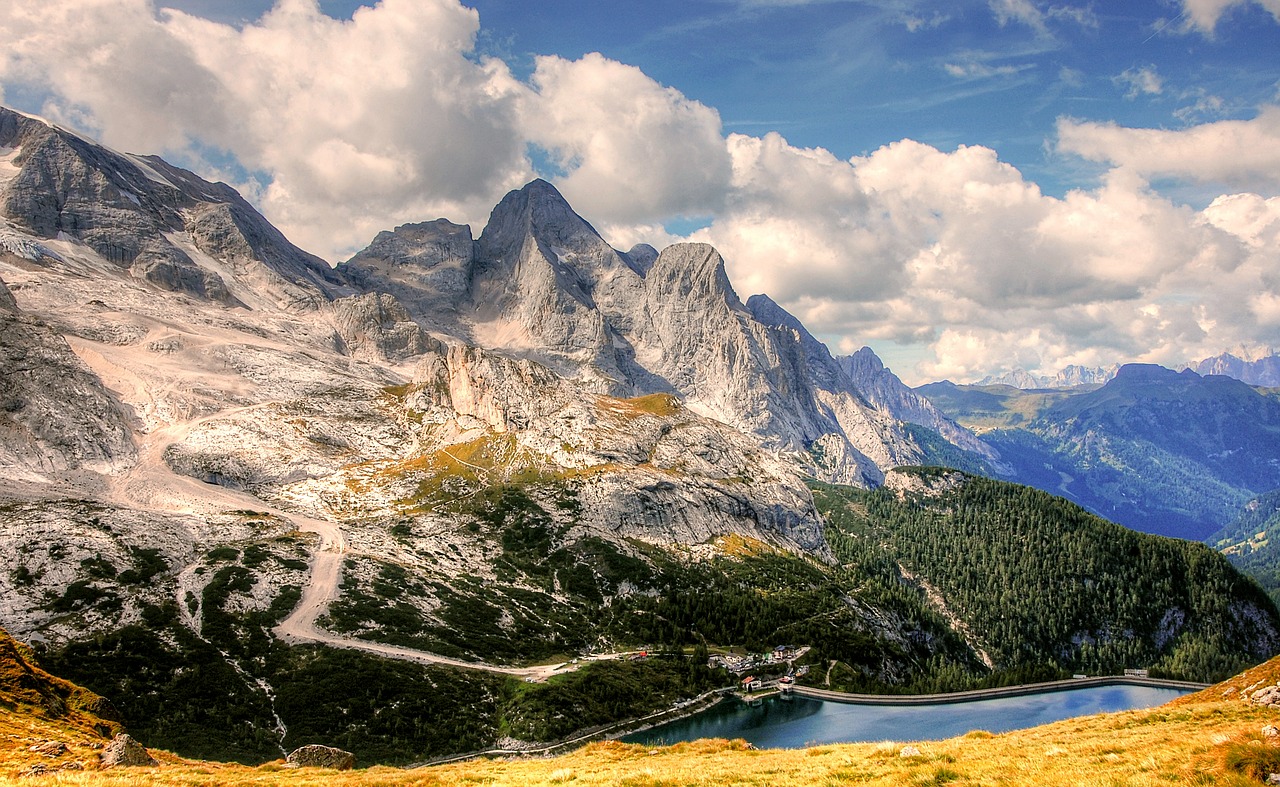 Marmolada, Dolomitai, Italy, Kalnai, Alpių, Debesys, Vaizdas, Gamta, Rokas, Panorama