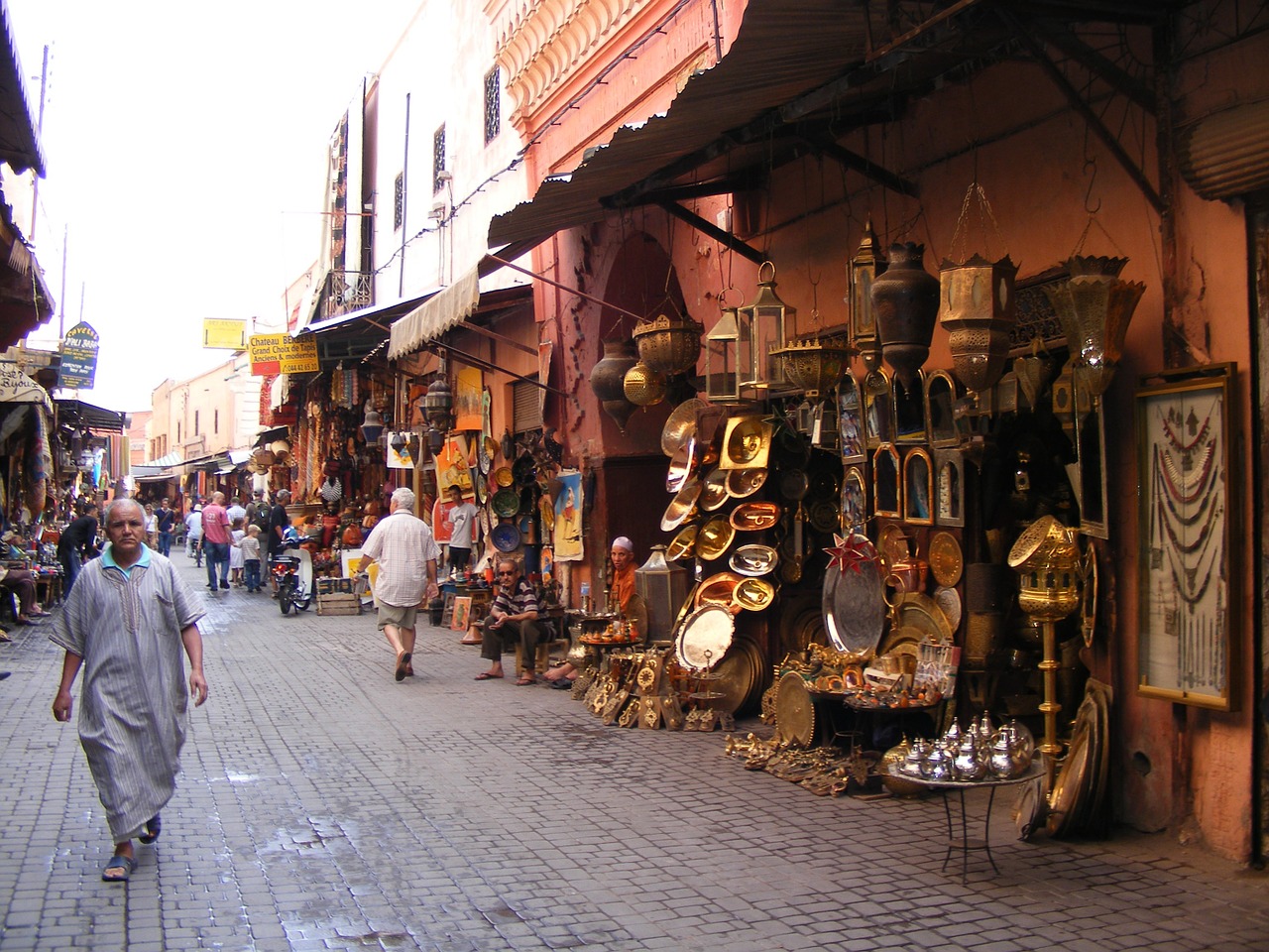 Marrakesh, Lempos, Souk, Medina, Marokas, Amatų, Tradicinis, Šviesa, Lempa, Metalas