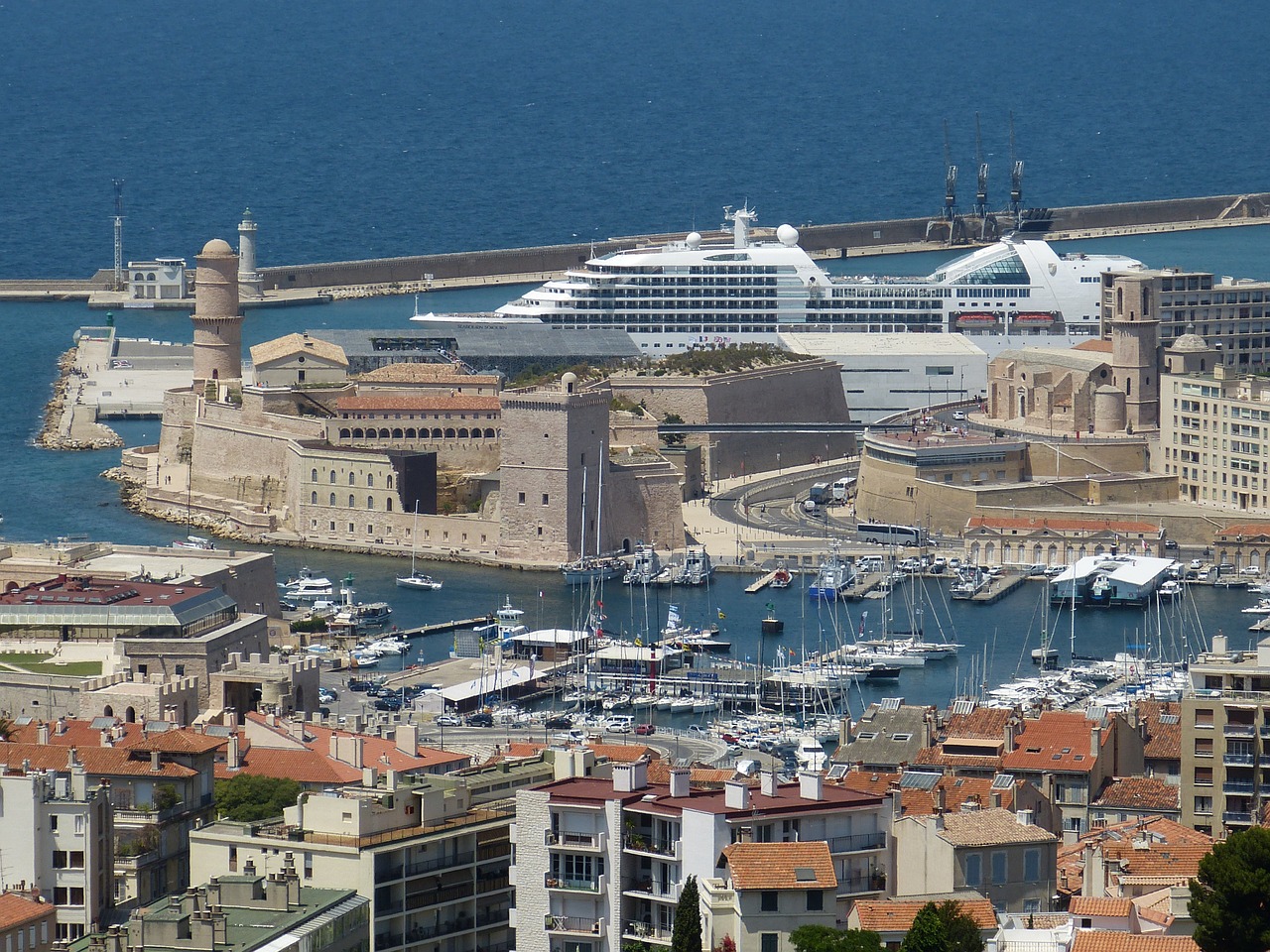 Marseille, France, Į Pietus Nuo Prancūzijos, Viduržemio Jūros, Perspektyva, Vaizdas, Pilis, Tvirtovė, Bokštas, Švyturys