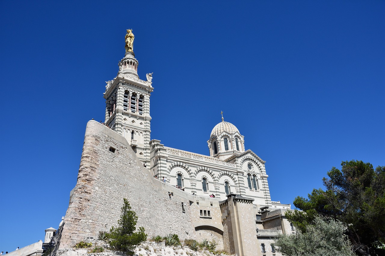 Marselis, Notre-Dame-De-La-Garde, Mėlynas Dangus, Nemokamos Nuotraukos,  Nemokama Licenzija