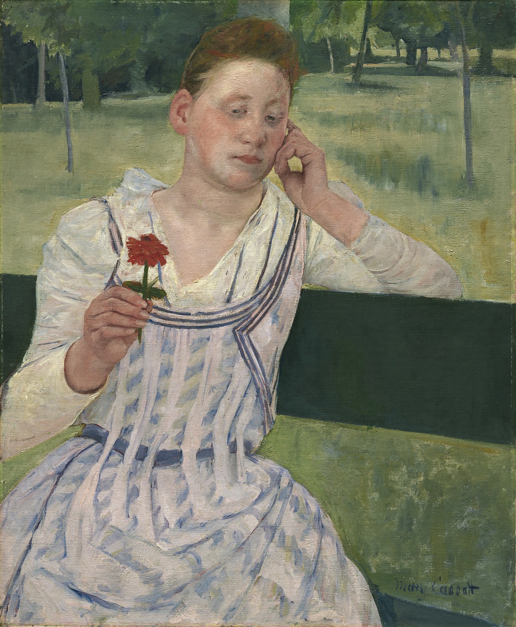 Mary Cassatt, Lady, Zinnia, Vintage, Dažymas, Moteris, Moteris, Portretas, Žmonės, Asmuo