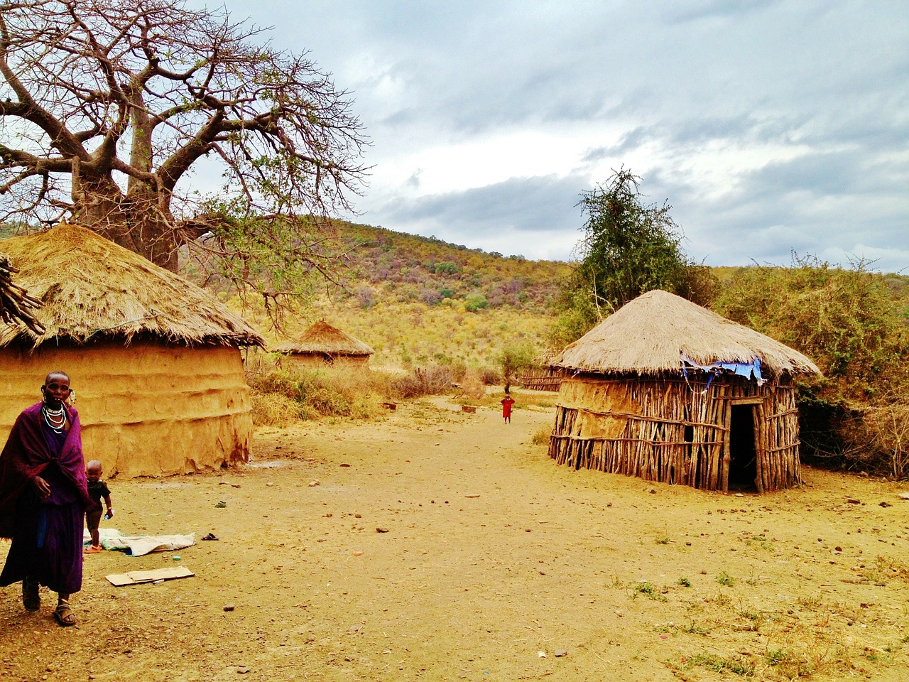 Masių Žemė, Tanzanija, Boma, Afrika, Kaimas, Namelis, Namas, Afrikos, Tradicinis, Sausas