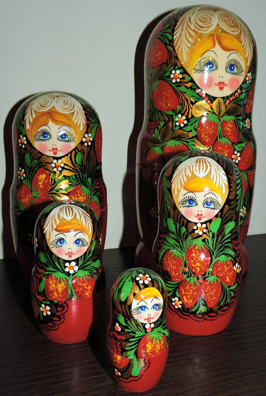 Matryoshka, Lėlės, Rusija, Suvenyras, Žaidimas, Nestabilus, Penki, Spalvinga, Nemokamos Nuotraukos,  Nemokama Licenzija