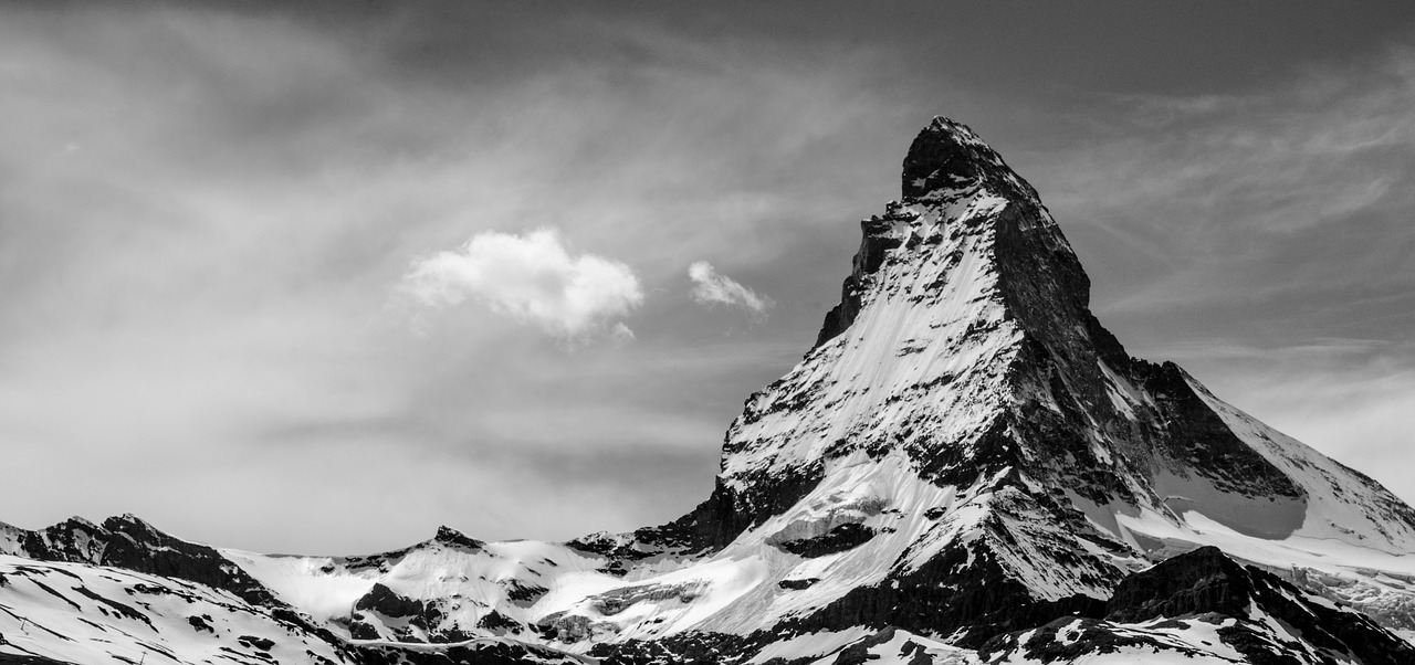 Matterhorn, Šveicarija, Zermatt, Kalnai, Juoda Ir Balta, Nemokamos Nuotraukos,  Nemokama Licenzija