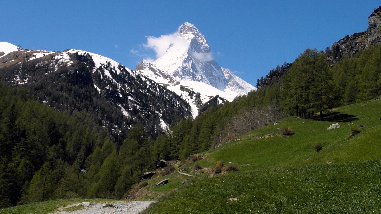 Matterhorn, Kalnas, Zermatt, Alpių, Valais, Šveicarija, Sniegas, Kalnai, Gamta, Kraštovaizdis