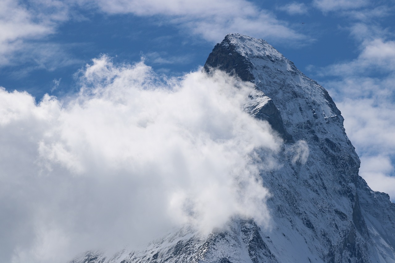 Matterhorn, Kalnas, Aukščiausiojo Lygio Susitikimas, Šveicarija, Serija 4000, Aukšti Kalnai, Įvedimas, Debesys, Sniegas, Valais