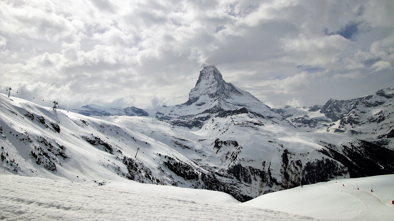 Matterhorn,  Alpės,  Šveicarija,  Sniegas,  Kalnų,  Ledas,  Zermatt,  Žiemos,  Pobūdį,  Panorama