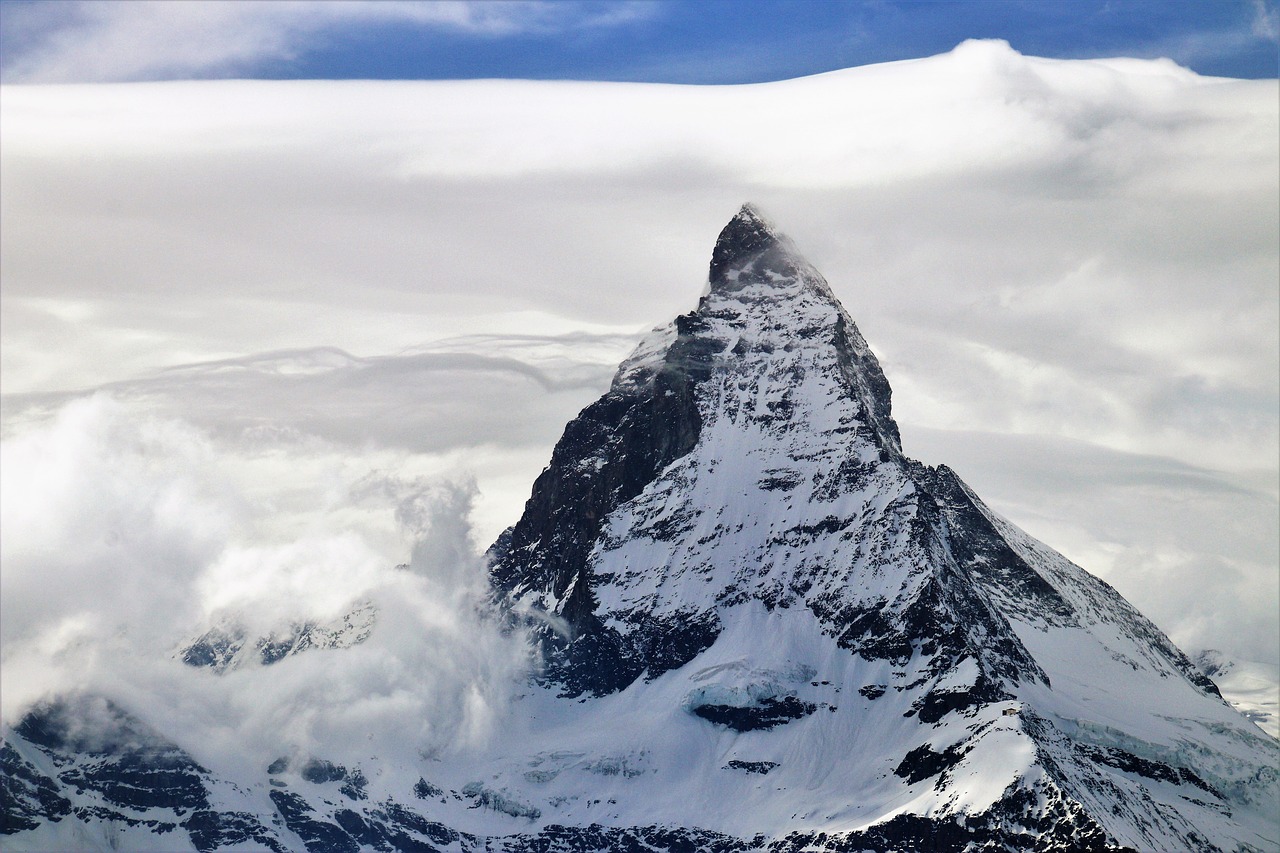 Matterhorn,  Zermatt,  Alpės,  Šveicarija,  Žiemos,  Pėsčiųjų Takai,  Sniegas,  Kalnų,  Ledas,  Panoraminis