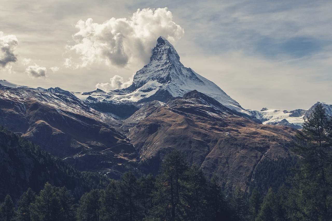 Matterhorn, Kalnas, Alpės, Šveicarija, Aukštas, Piko, Viršuje, Vaizdas, Lauke, Swiss
