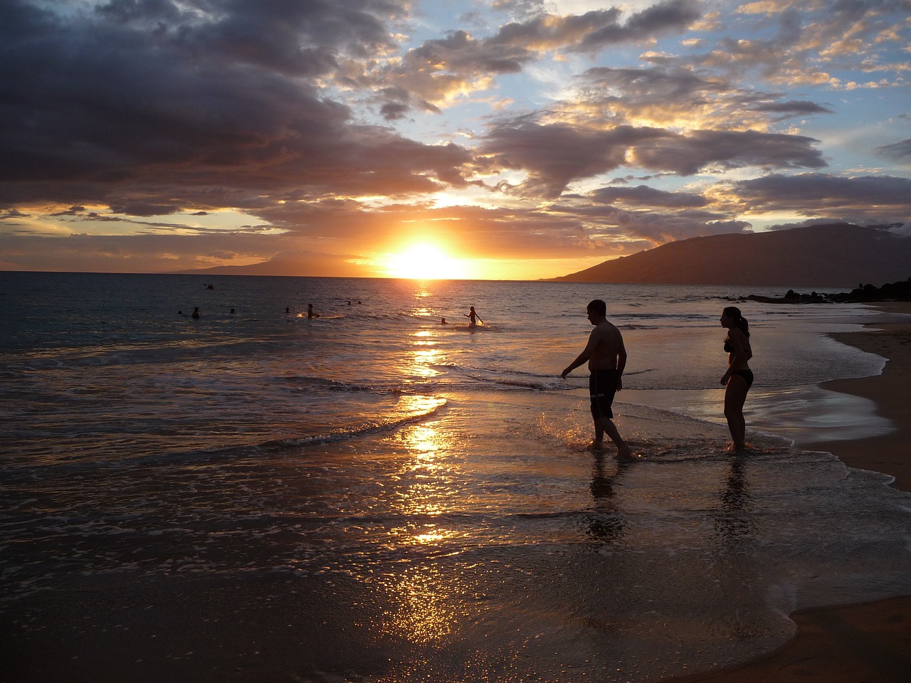 Papludimys, Maui, Makena, Saulėlydis, Žmonės, Soliutai, Nemokamos Nuotraukos,  Nemokama Licenzija