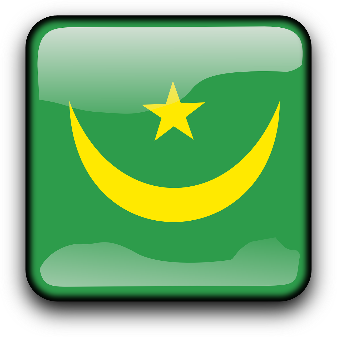 Mauritanija, Vėliava, Šalis, Tautybė, Kvadratas, Mygtukas, Blizgus, Nemokama Vektorinė Grafika, Nemokamos Nuotraukos,  Nemokama Licenzija