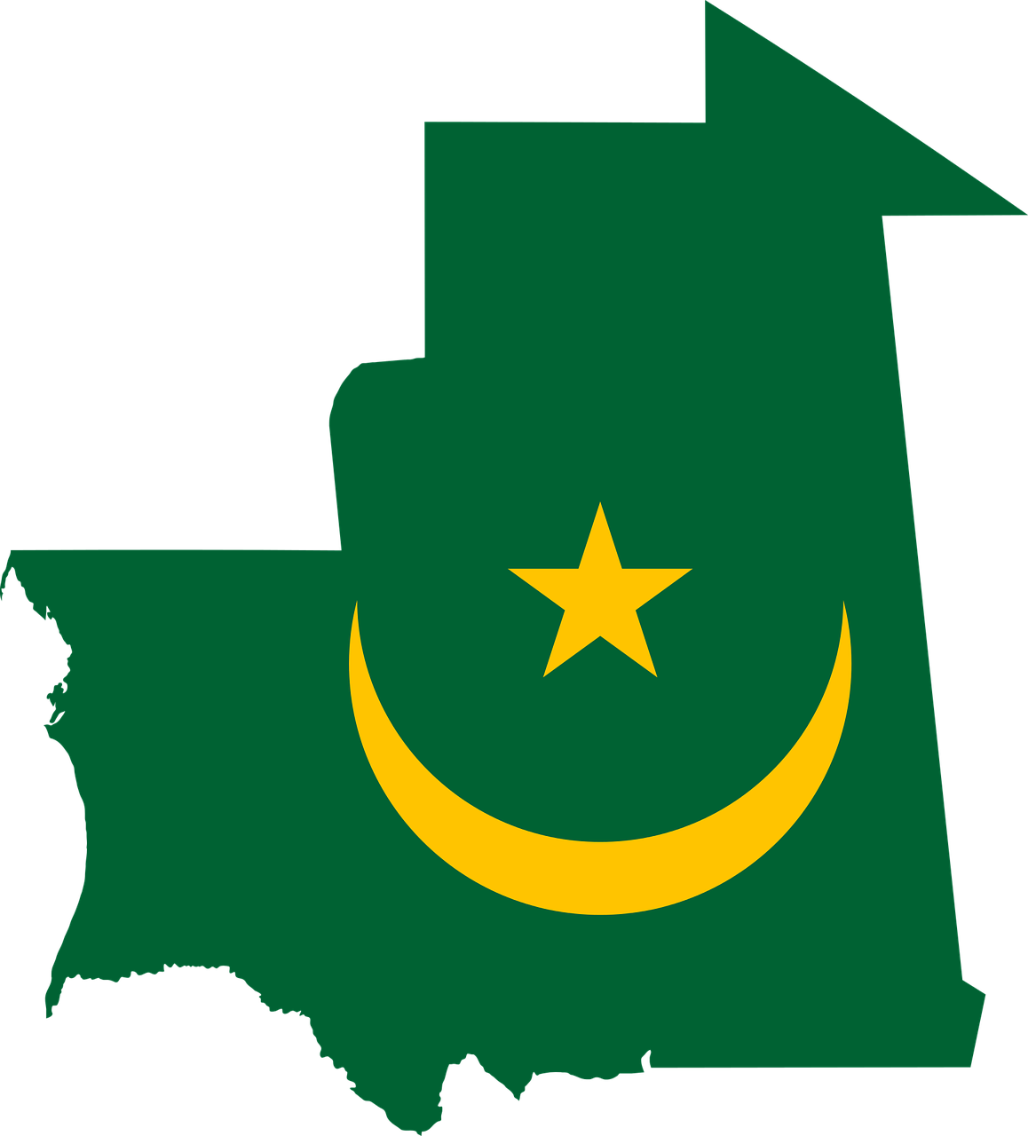 Mauritanija, Vėliava, Žemėlapis, Geografija, Kontūrai, Afrika, Šalis, Tauta, Sienos, Svg