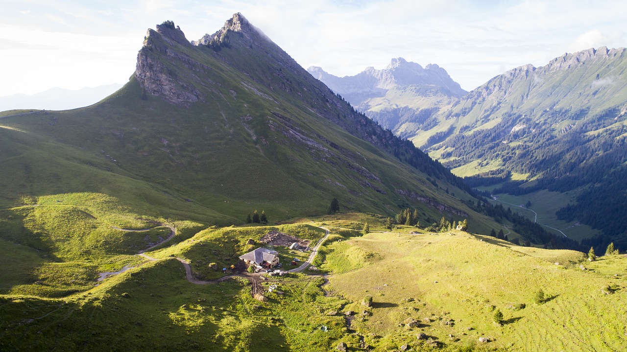 Pieva, Kalnas, Gamta, Alpės, Kraštovaizdis, Chalet, Karvės, Šveicarija, Vasara, Ganykla