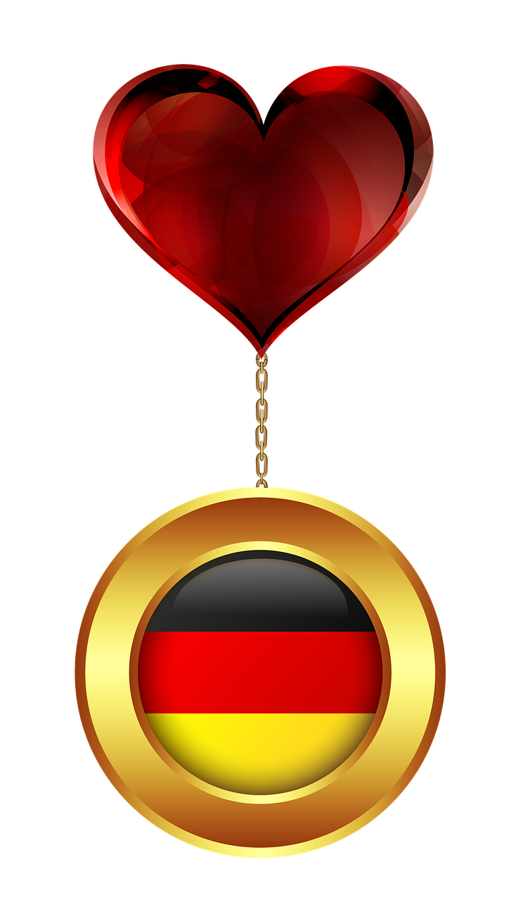 Medalis, Auksas, Vėliava, Vokietija, Širdis, Tauta, Grandinė, Ornamentas, Apdaila, Šventė