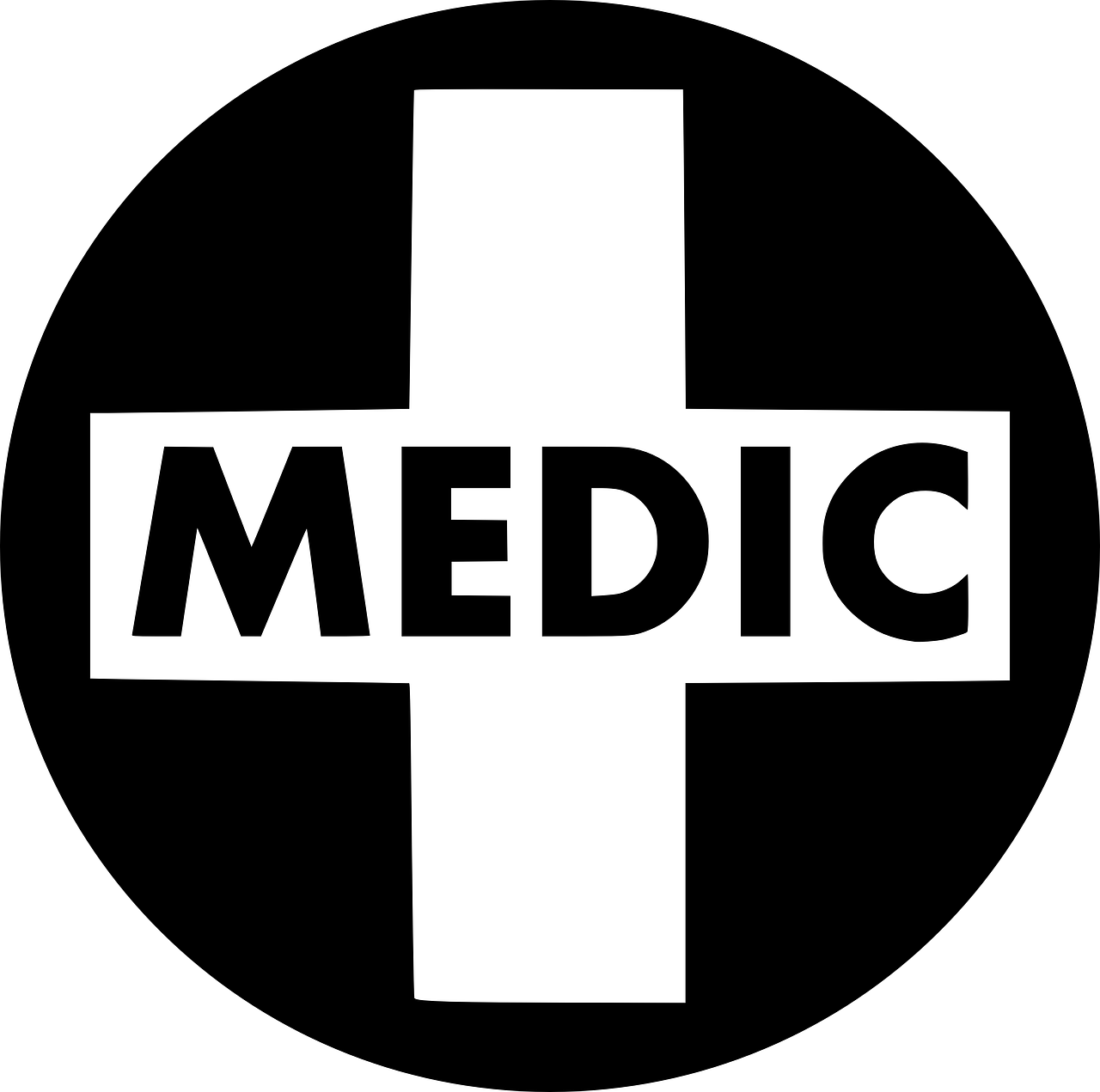 Medic, Apvalus, Vaistinė, Kirsti, Pagalba, 1-Oji Pagalba, Pirmoji Pagalba, Piktograma, Juoda, Balta