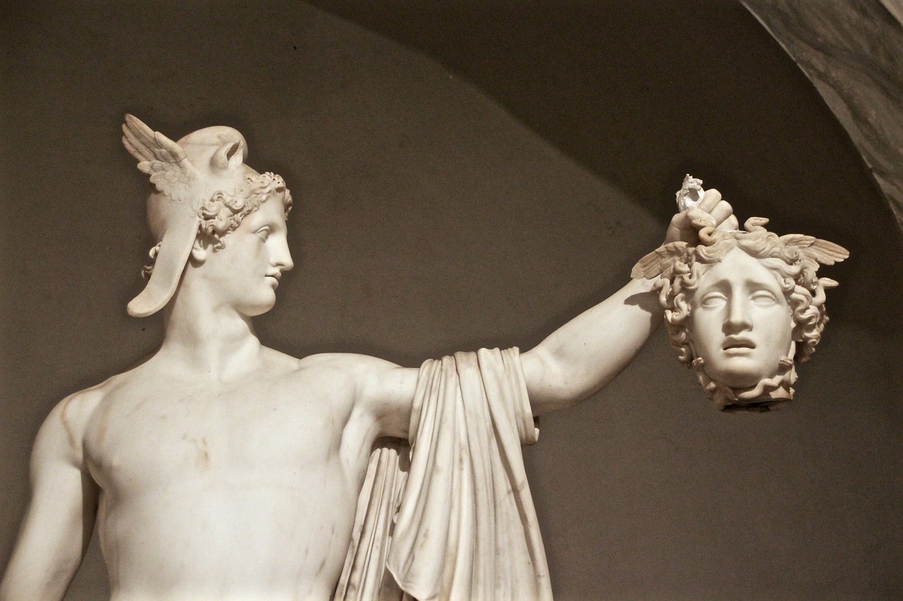 Medusa, Perseus, Galva, Vatikanas, Statula, Skulptūra, Antonio Kanova, Marmuras, Mitologija, Italy