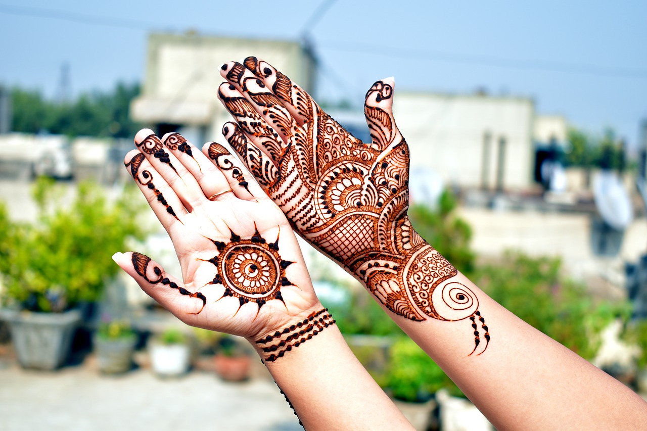 Mehndi, Spalviniai Spaudiniai, Papuoštos Rankos, Indijos Šventinis, Nemokamos Nuotraukos,  Nemokama Licenzija