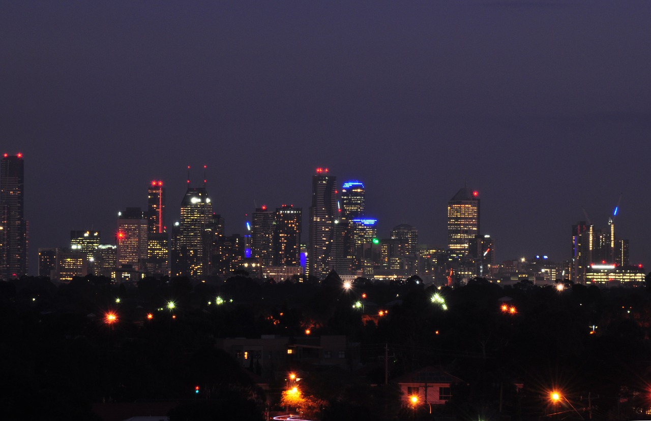 Melbourne Skyline, Melburnas Į Šiaurę, Naktis, Miesto Panorama, Australia, Nemokamos Nuotraukos,  Nemokama Licenzija