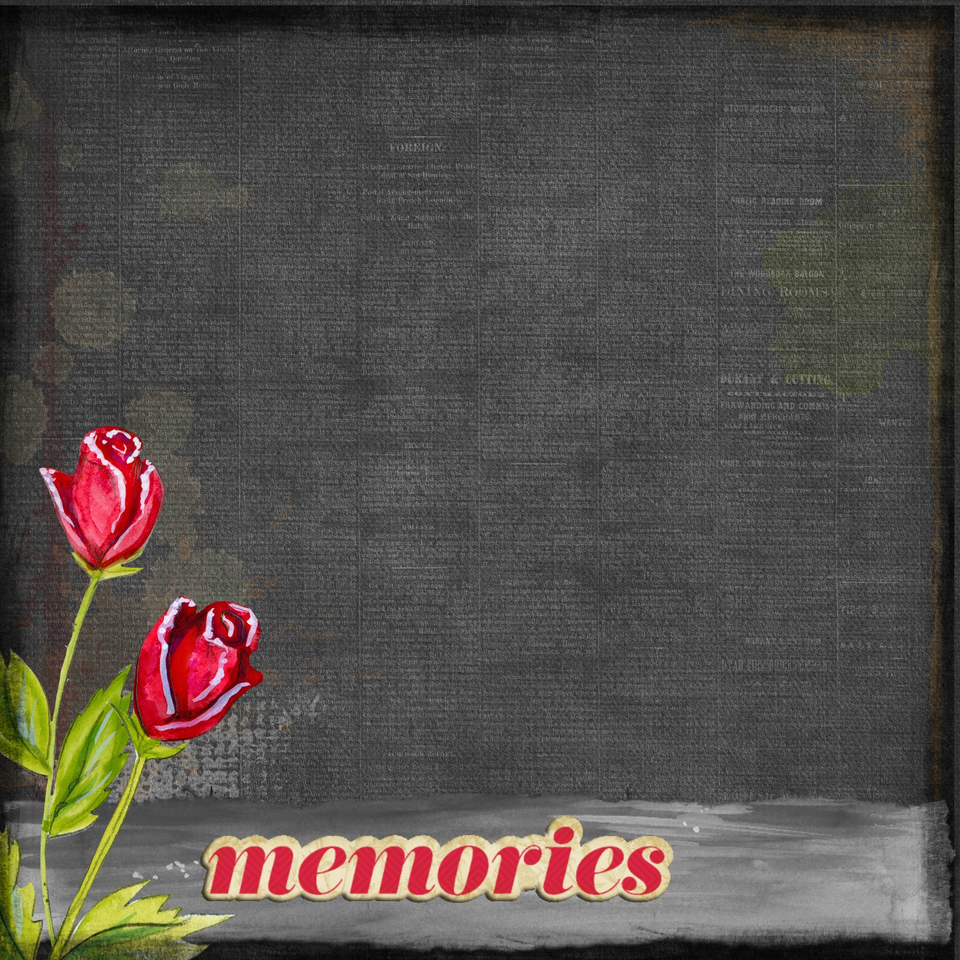 Atsiminimai,  Fonas,  Pinup Iškarpų Albumas,  Retro,  Popierius,  Juoda,  Su,  Raudona,  Rožės,  Romantiškas