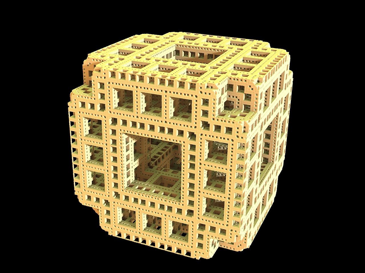 Menger, Fraktalas, Chaosas, Kubas, Geometrinis, Modelis, Labirintas, Kempinė, 3D, Geometrija