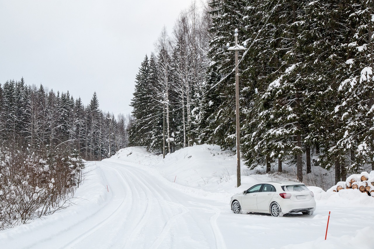 Mercedes-Benz, Automobilis, Žiema, Suomių, Kelias, Snieguotas, Sniegas, Automobilis, Kraštovaizdis, Miškas